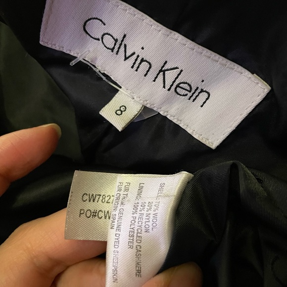 Vintage Wool Cashmere GENUINE DYED SHEEPEKIN Fur trim Cowl one Button Fit Flare - Picture 8 of 9